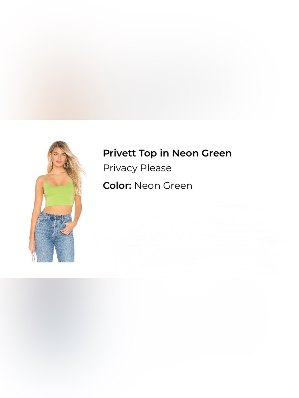 NWT Privacy Please Privett Top in Neon Green
